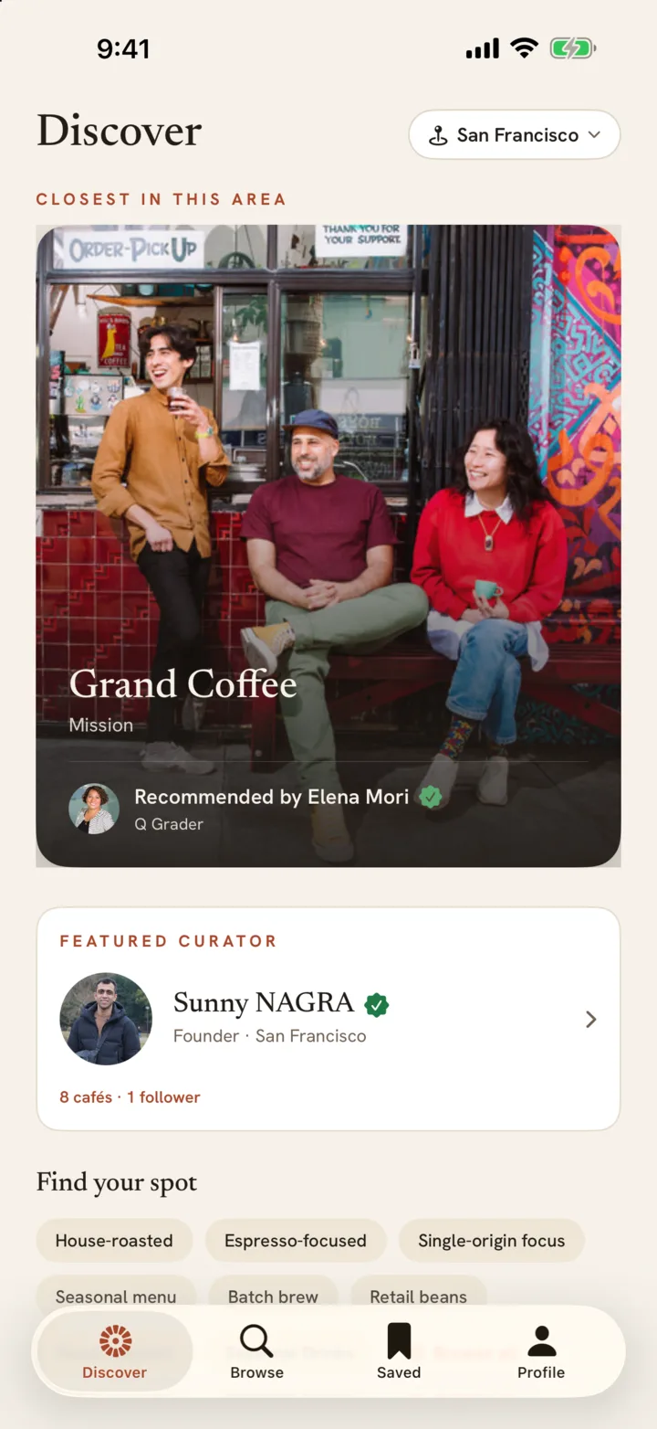The Vetted Discover feed for San Francisco
